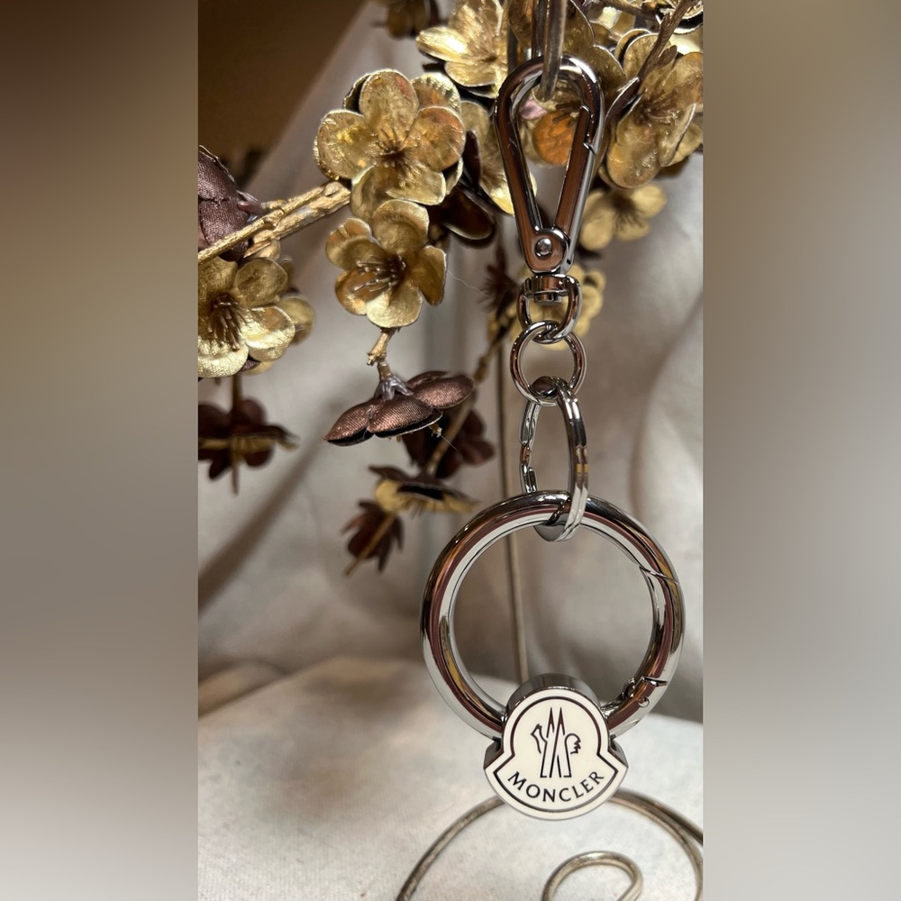 New. Moncler Silver and Cream Keychain Stocking Stuffer Christmas - Picture 2 of 6